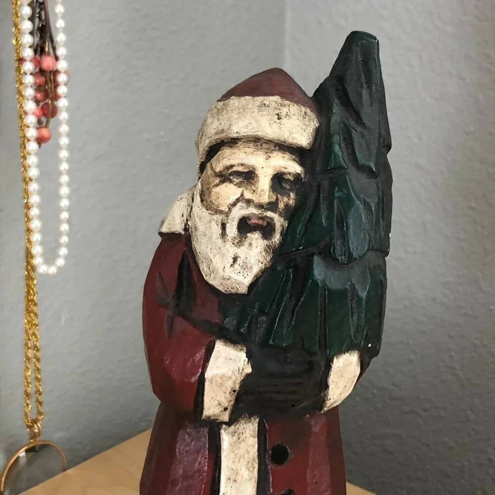 Vintage Belsnickle Chalkware Handpainted Folk Art Santa 10.5 Vaillancourt? Large